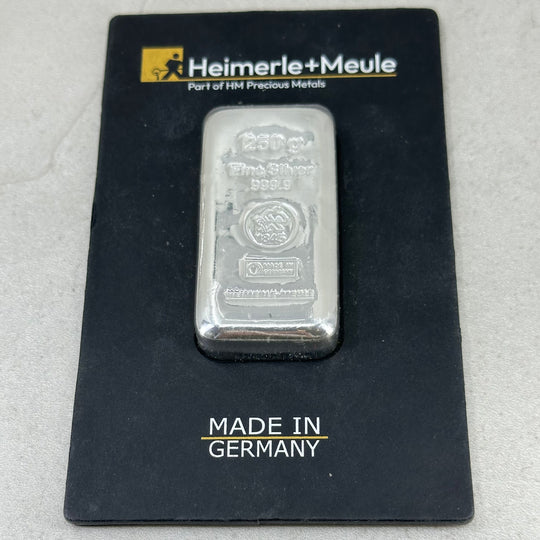 250g .999Ag Heimerle + Meule Barre (sealed)