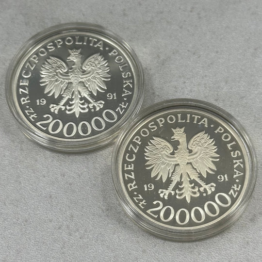 38,6g .750Ag 200 000ZL Polen 1991