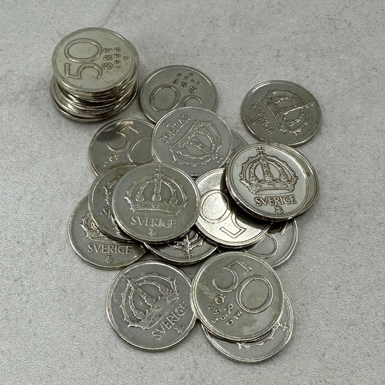 48g .999Ag (SPOT) 25STK 50Øre Sverige 1944-1950 (Renset)