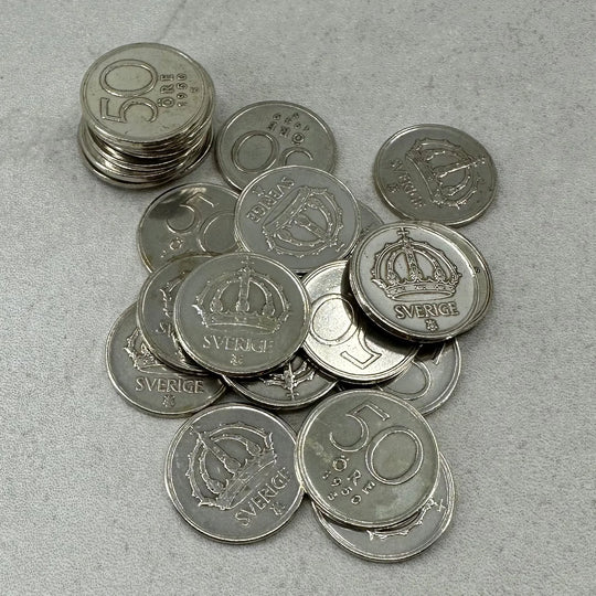 48g .999Ag (SPOT) 25STK 50Øre Sverige 1944-1950 (Renset)