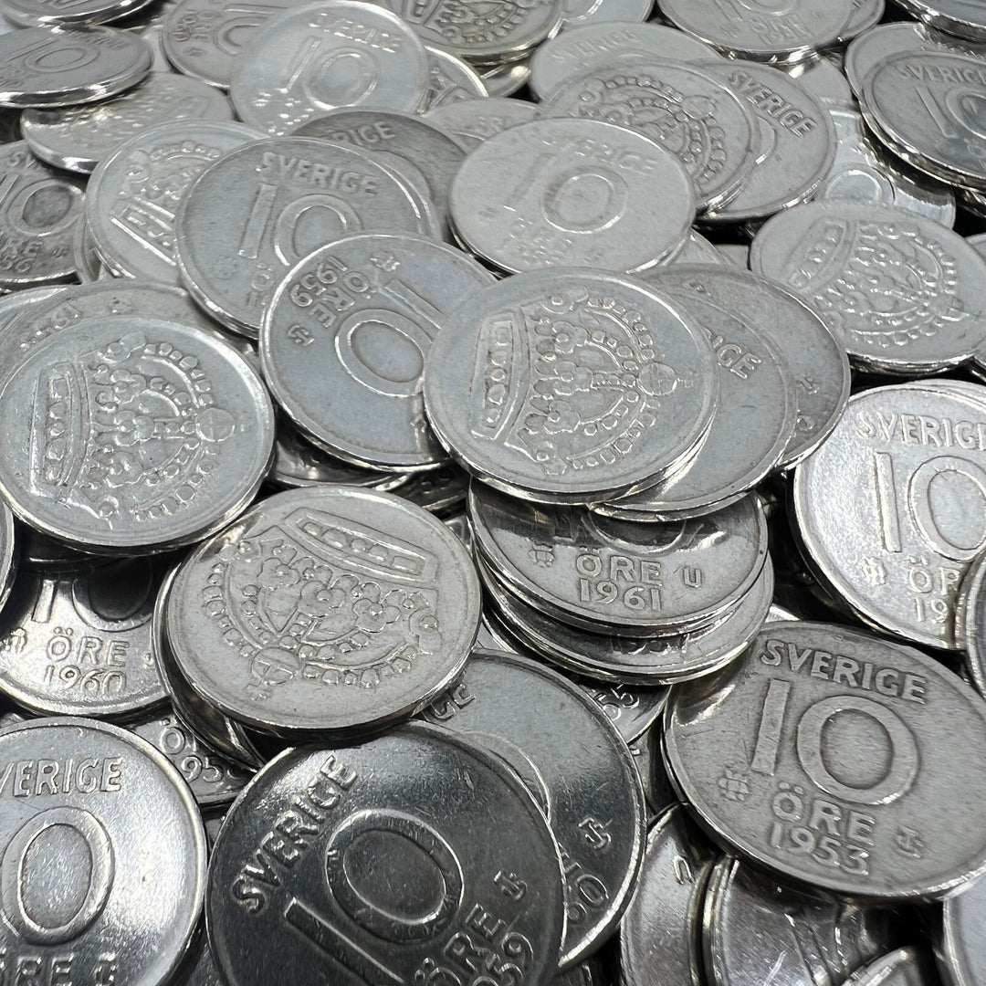 72g .999Ag (Net) SPOT 125stk 10Øre Sverige 1953-69
