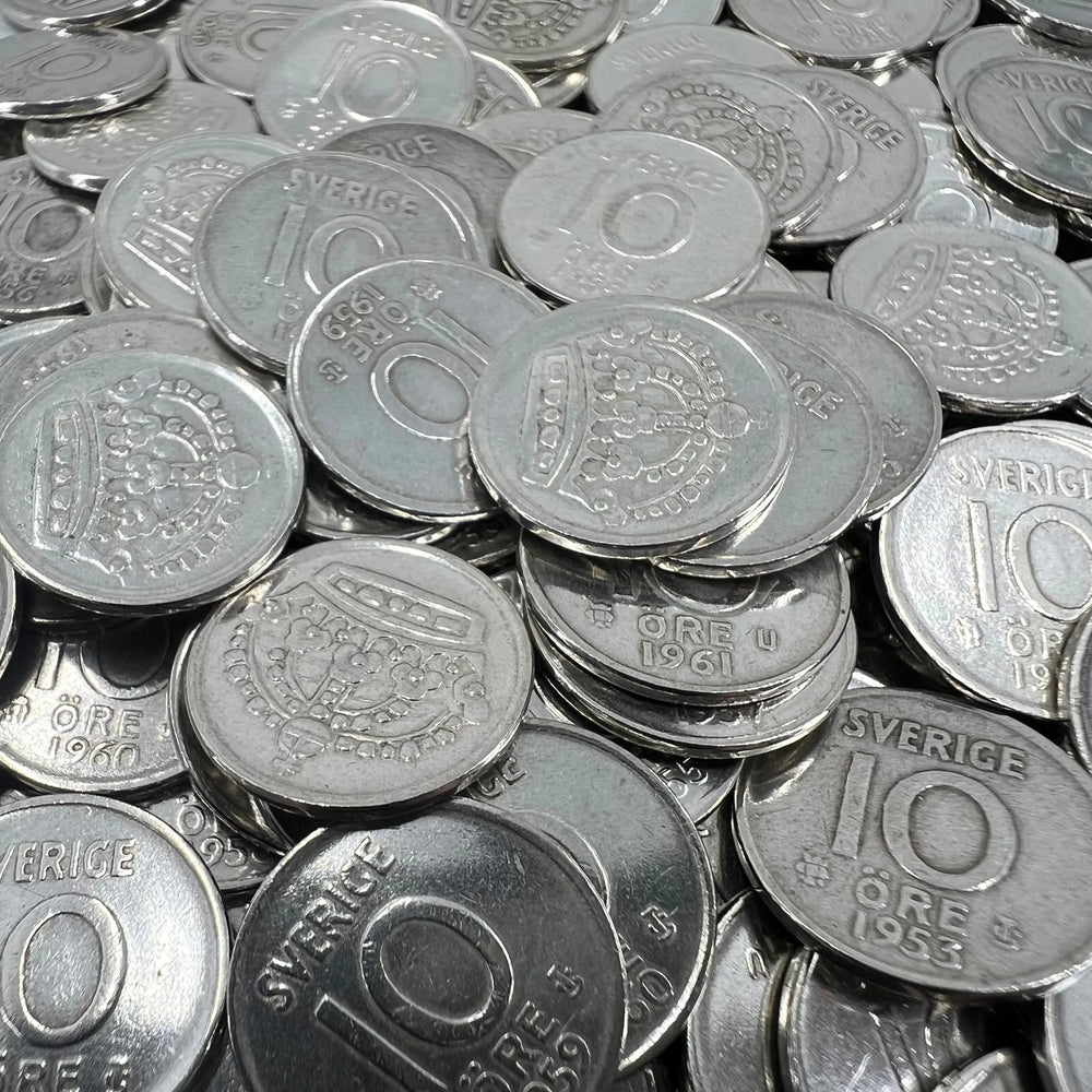 72g .999Ag (Net) SPOT 125stk 10Øre Sverige 1953-69
