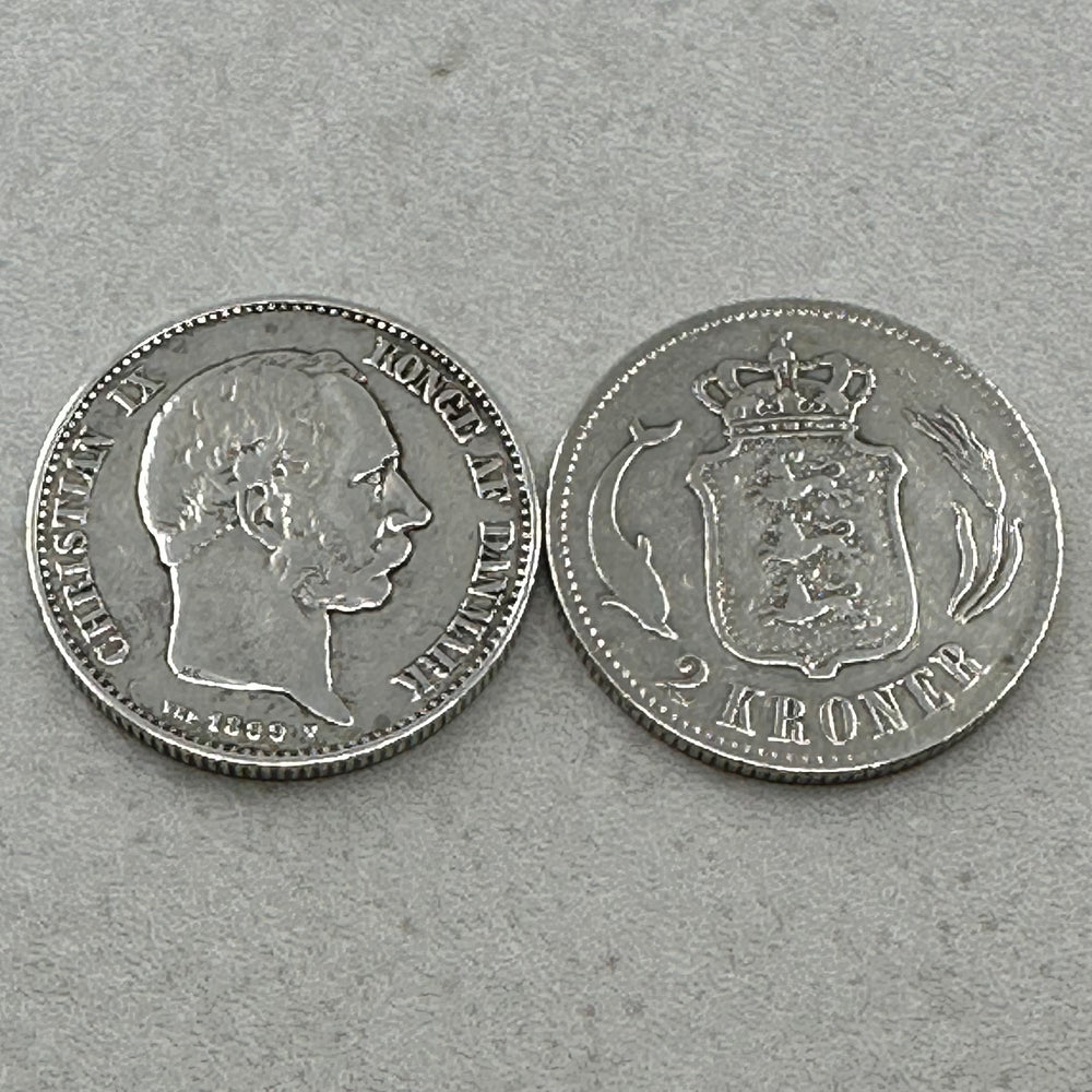 60g .999Ag(NetWeight)(SPOT)2KR Danmark 1876-1899(Myntene er renset og i forskjellig kvalitet)