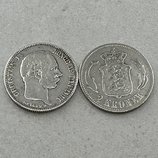 60g .999Ag(NetWeight)(SPOT)2KR Danmark 1876-1899(Myntene er renset og i forskjellig kvalitet)