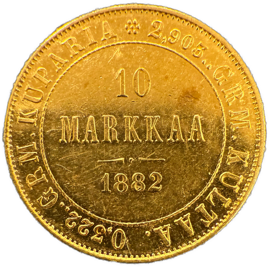 10 Markka 1882 Finland Kv.1+