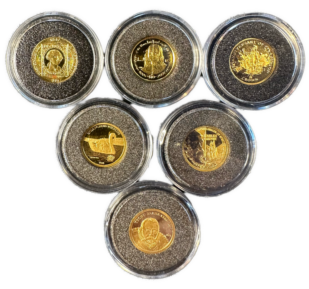 7.44g .999Au SPOT (6x1/25oz) Div. minnemynter fra hele verden