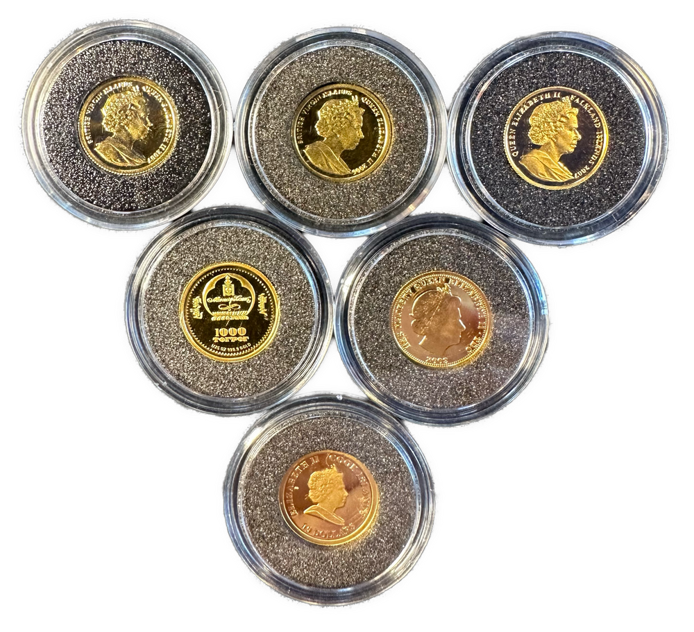 7.44g .999Au SPOT (6x1/25oz) Div. minnemynter fra hele verden