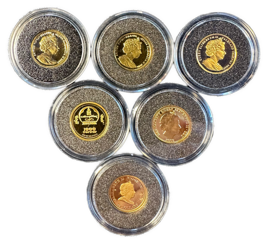 7.44g .999Au SPOT (6x1/25oz) Div. minnemynter fra hele verden