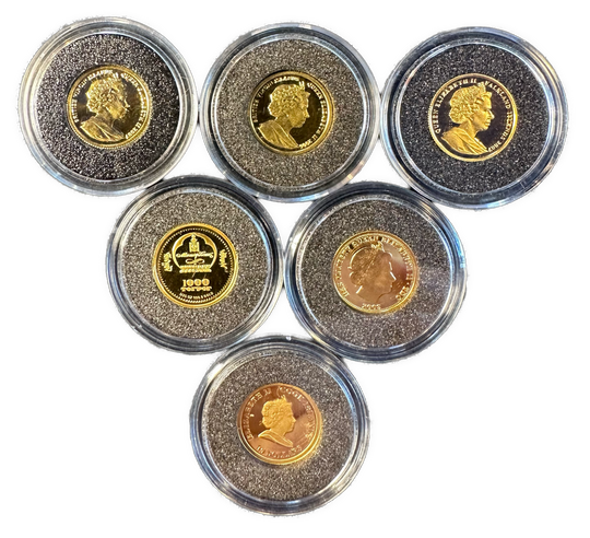 7.44g .999Au SPOT (6x1/25oz) Div. minnemynter fra hele verden