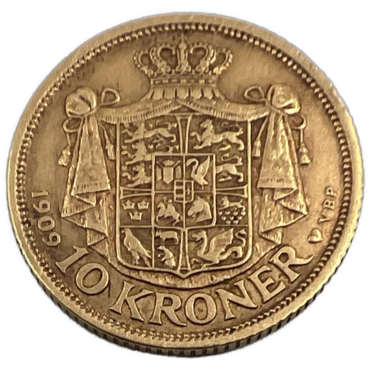 4.4g .900Au (SPOT) 10KR 1909 Danmark