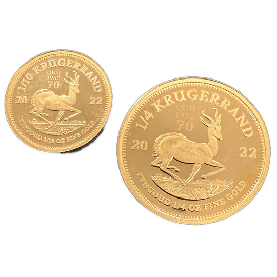 10.8g .999Au (Spot+2%) 1/10oz 1/4oz Krugerrand QE70