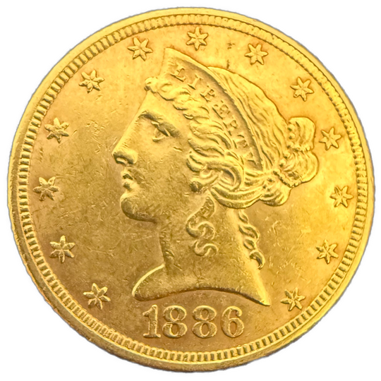 8.35g .900Au (Spot+2%) $5 1886 Coronet Head USA