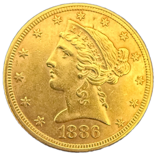 8.35g .900Au (Spot+2%) $5 1886 Coronet Head USA