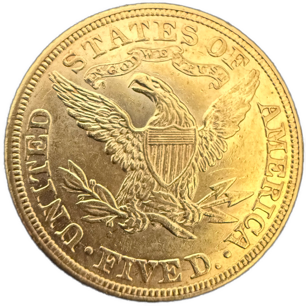 8.35g .900Au (Spot+2%) $5 1886 Coronet Head USA