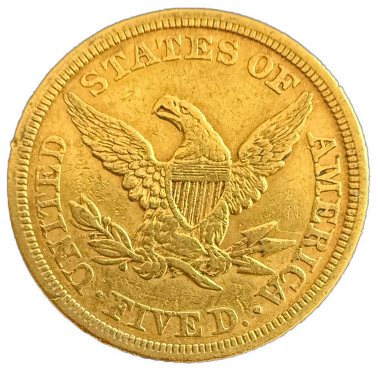 8.35g .900Au (Spot+2%) $5 1853 Coronet Head USA
