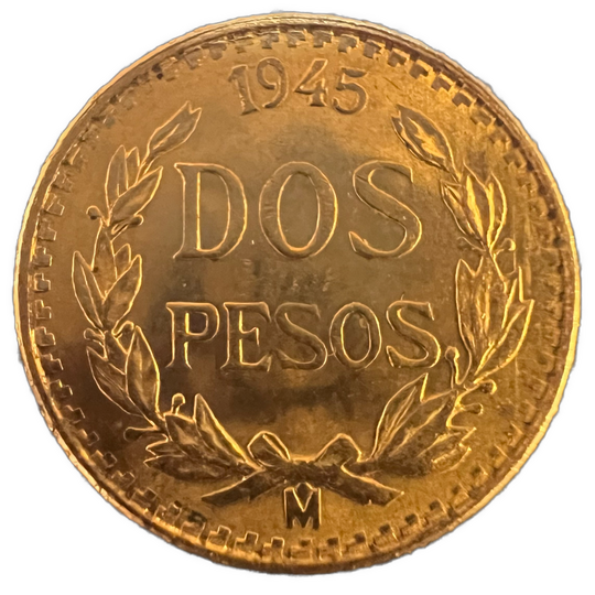 1.5g .900Au 2 Pesos 1945 Mexico