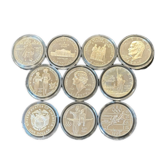 240g .999Ag (Net) SPOT 10stk diverse amerikanske minnemynter