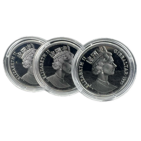78.4g .925Ag (SPOT) 3stk 1 Crown 1999 Gibraltar «The World at War Series»
