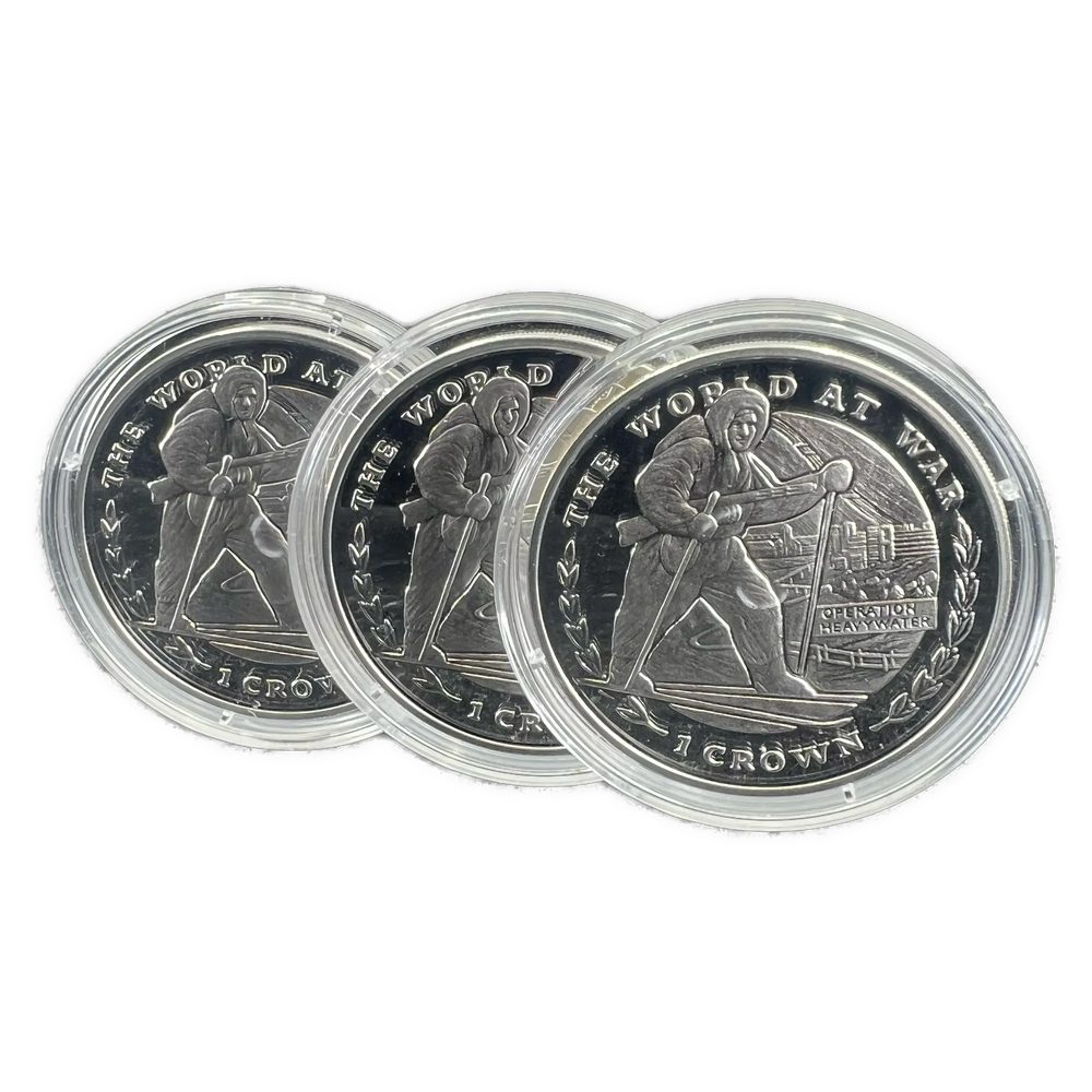 78.4g .925Ag (SPOT) 3stk 1 Crown 1999 Gibraltar «The World at War Series»