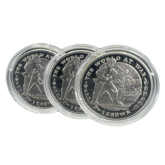 78.4g .925Ag (SPOT) 3stk 1 Crown 1999 Gibraltar «The World at War Series»