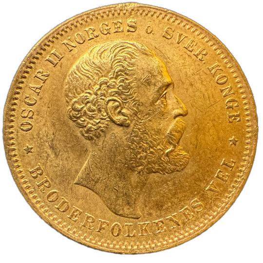 8.96g .900Au (Spot+2%) 20KR 1876 Kv.01 (Liten kantskade)
