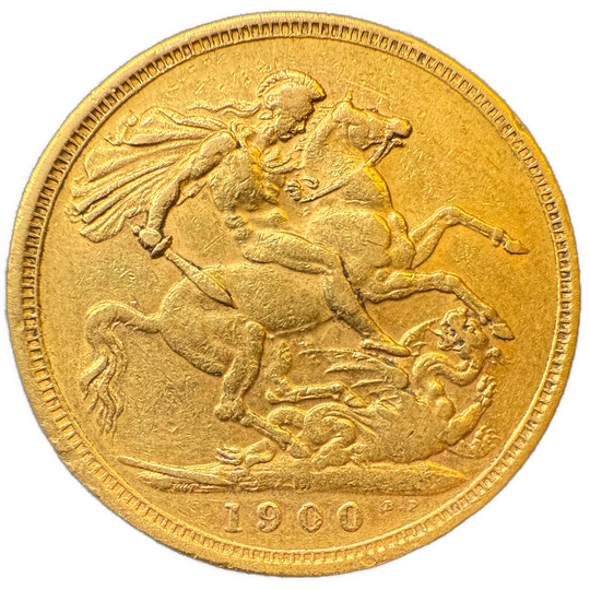 7.98g .916Au (SPOT) 1900 Sovereign (Små kantskader)