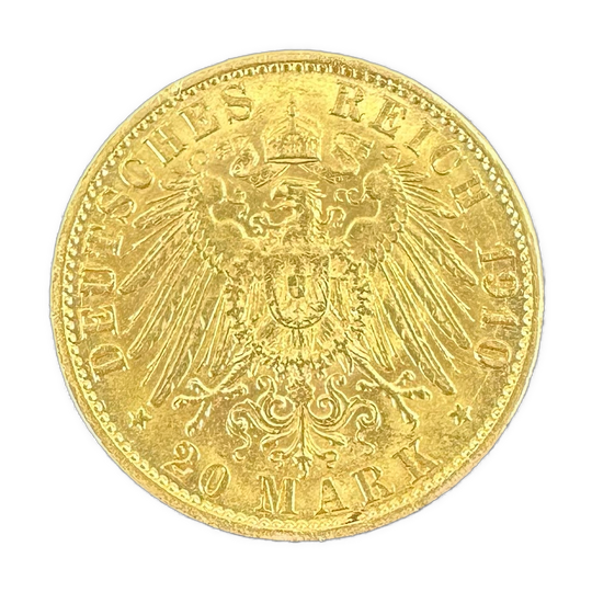 7.96g .900Au (SPOT) 20 Mark 1910 Wilhelm II