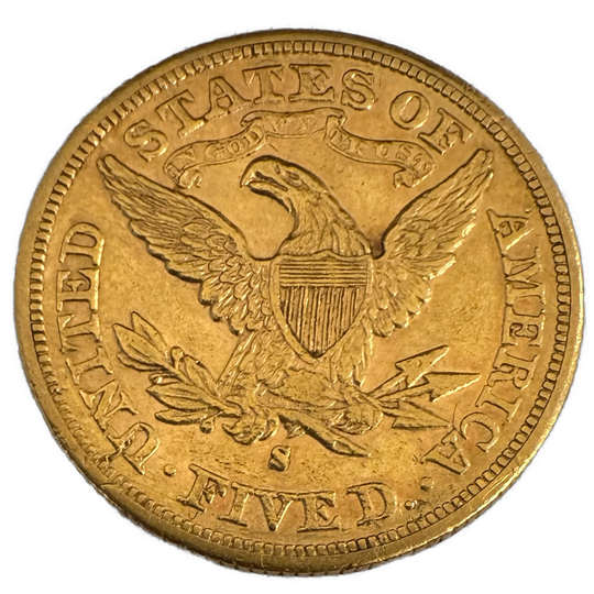 8.36g .900Au 1890 Liberty 5 Dollar