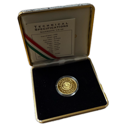 1/4oz .999oz (Spot+2%) 25 Pesetas 1996 Mexico