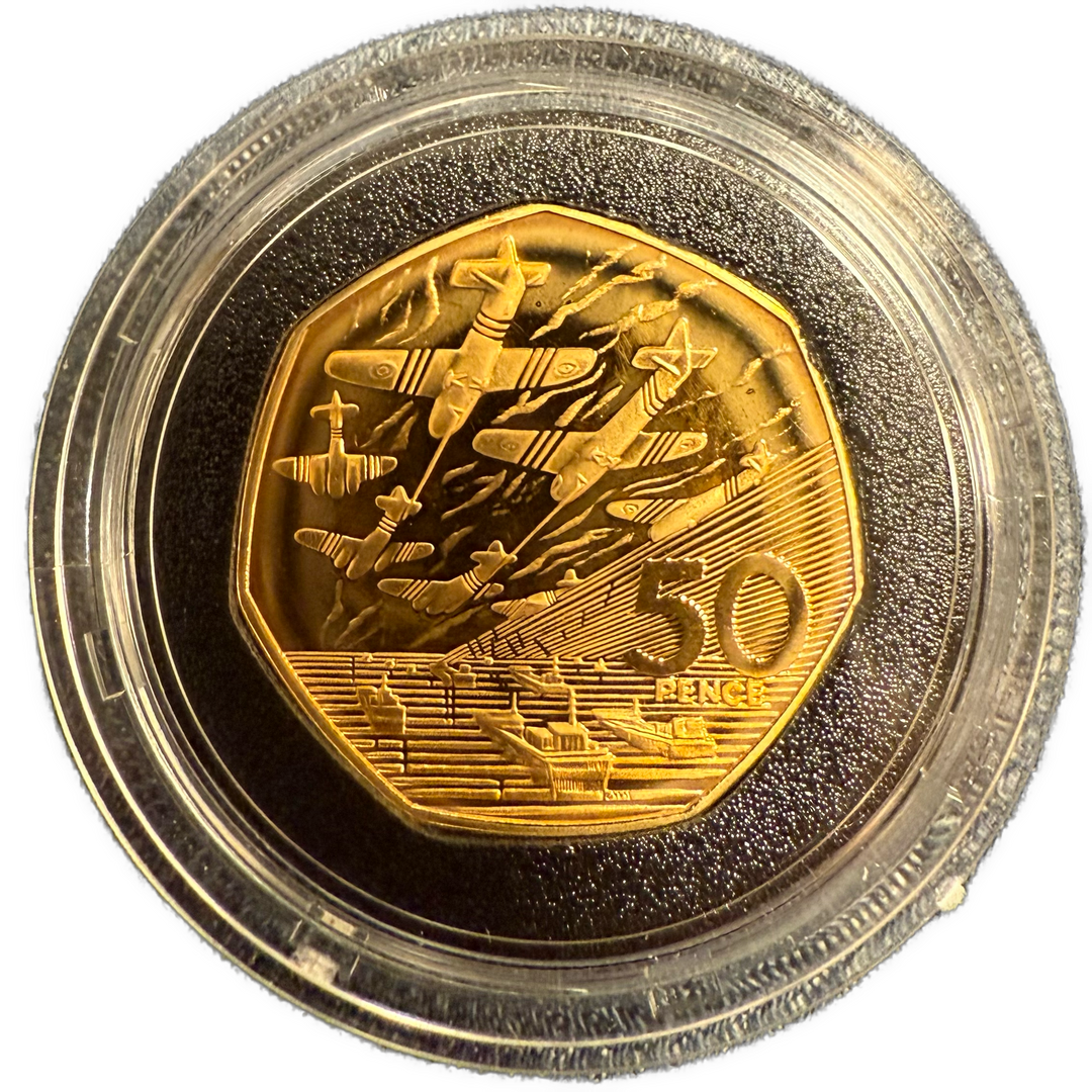 26.32g .916Au (SPOT) 50 Pence 1994 UK 50th Anniversary D-Day
