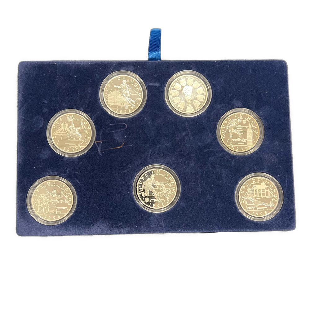 148g .900Ag (SPOT) FIFA 1998 World Cup Set 7x10 Francs Silver