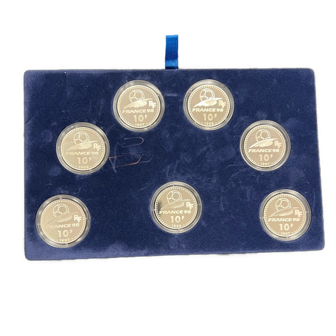 148g .900Ag (SPOT) FIFA 1998 World Cup Set 7x10 Francs Silver