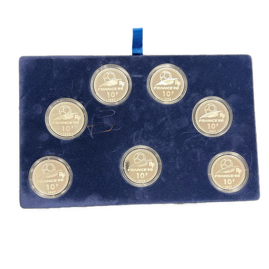 148g .900Ag (SPOT) FIFA 1998 World Cup Set 7x10 Francs Silver