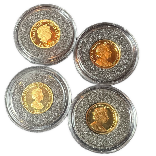 4.96g .999Au (SPOT) 4stk 1/25oz Diverse minnemynter