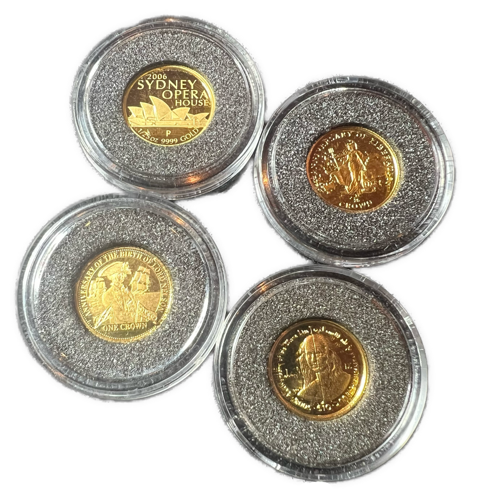 4.96g .999Au (SPOT) 4stk 1/25oz Diverse minnemynter