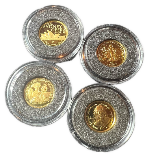 4.96g .999Au (SPOT) 4stk 1/25oz Diverse minnemynter