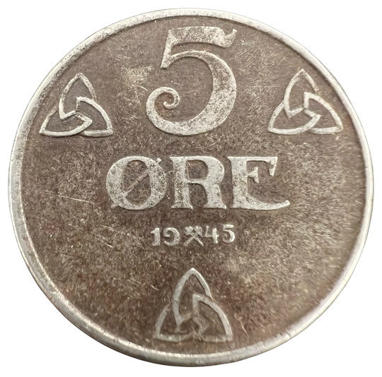 5 øre 1945 kv.1 (litt rust)