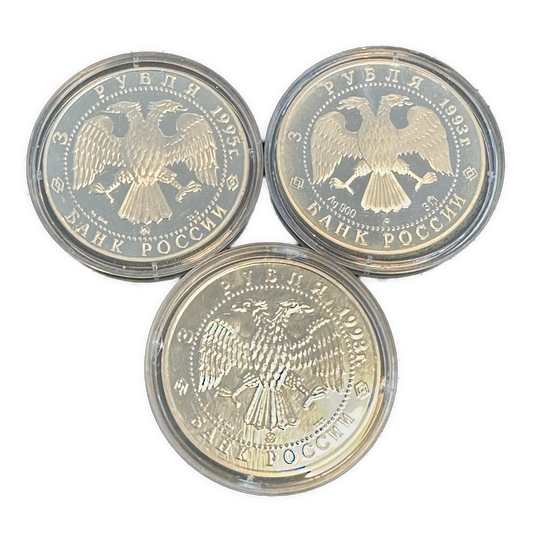 93.3g .900Ag (SPOT) 3stk Russiske Minnemynter