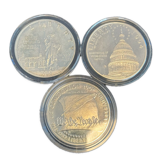 80g .900Ag (SPOT) 3stk Minnemynter USA