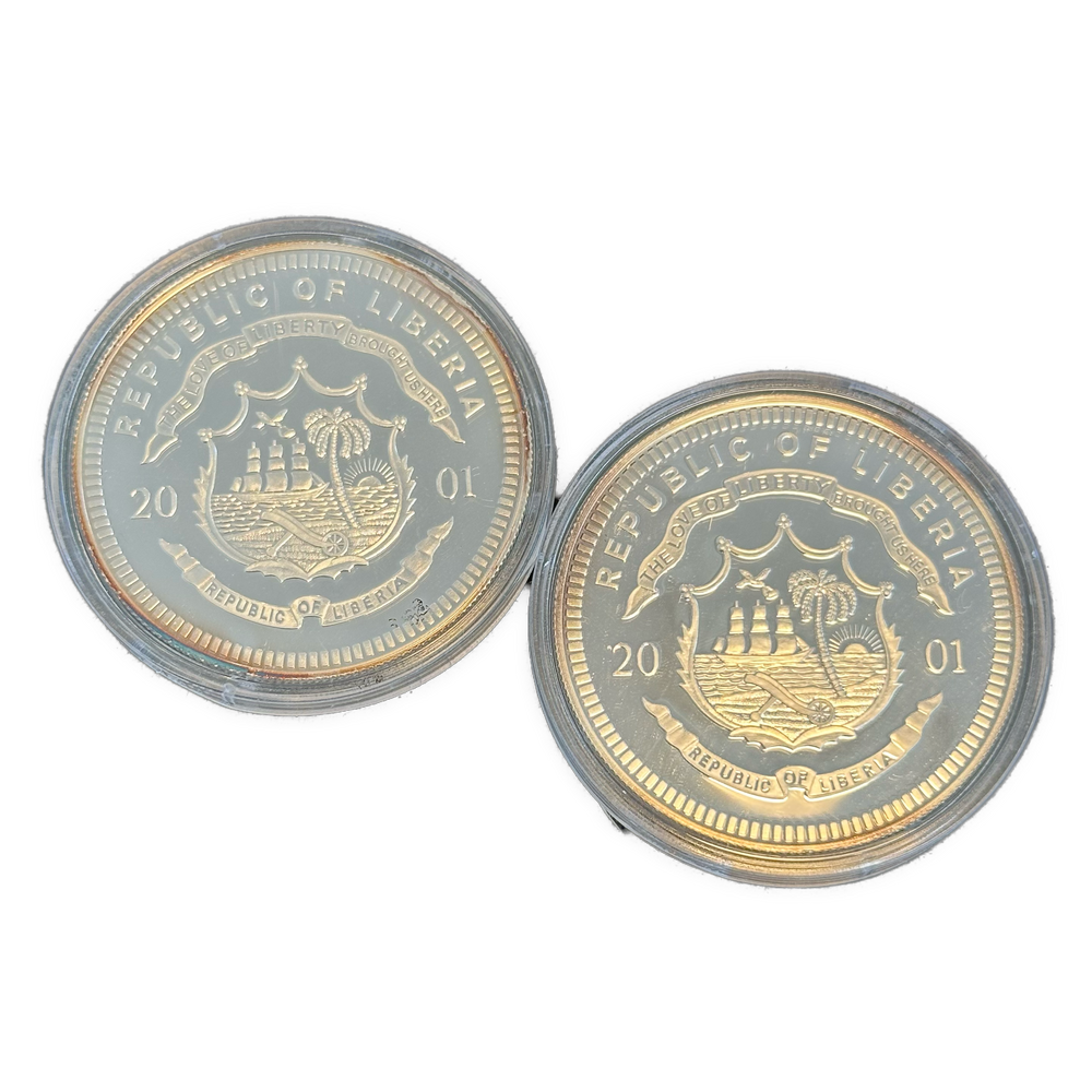 40g .999Ag (SPOT) Liberia 2001 History of Norway (patina)