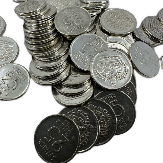 55,5g .999Ag (Net) SPOT 60stk 25 Øre Sverige 1952-1961