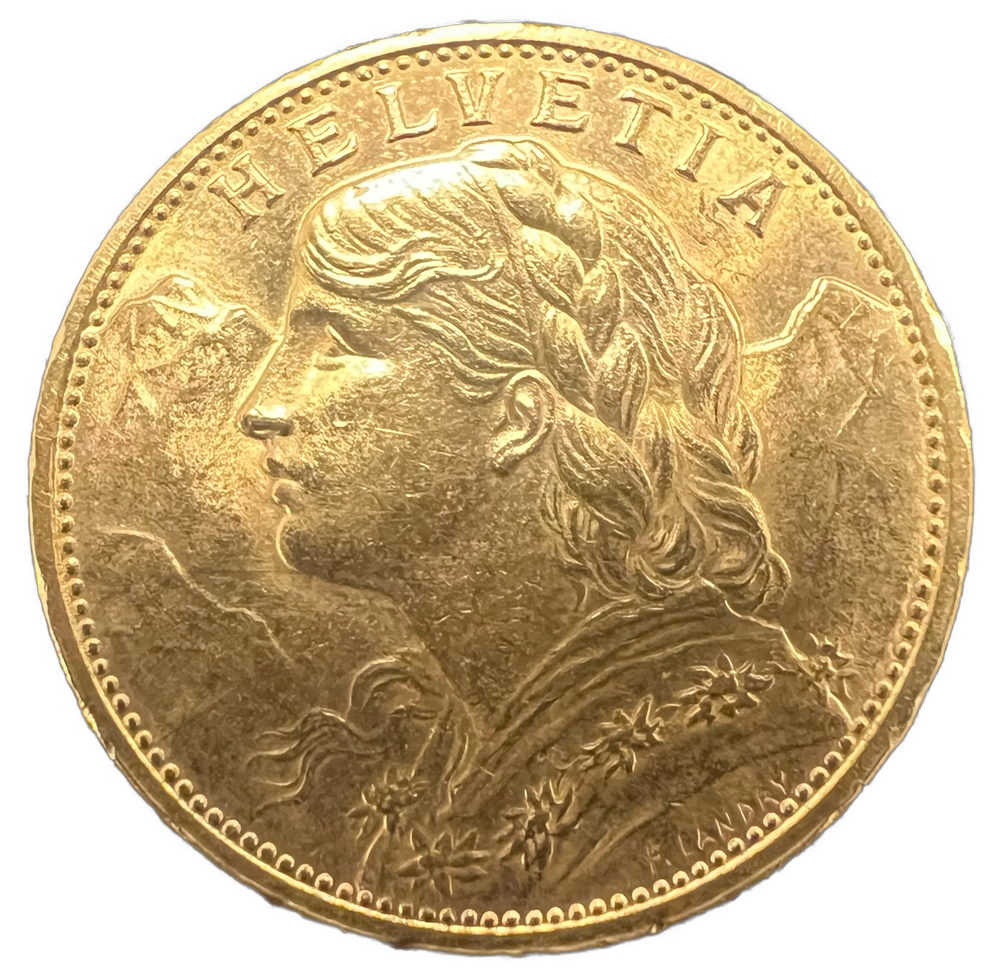 6.45g .900Au (SPOT) 20FR 1915 Switzerland