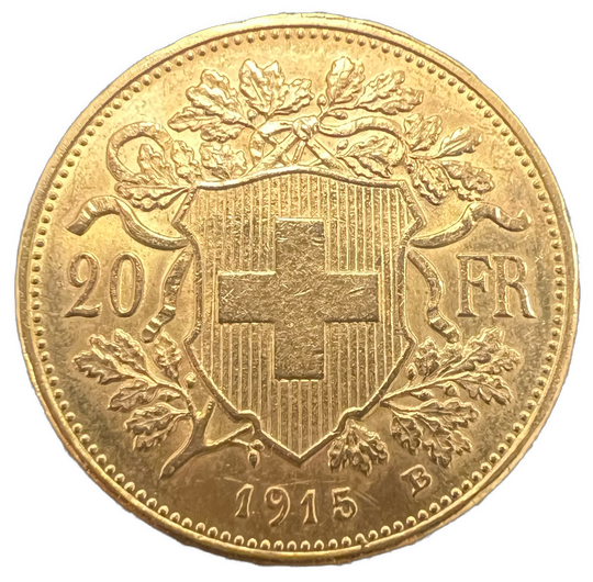 6.45g .900Au (SPOT) 20FR 1915 Switzerland