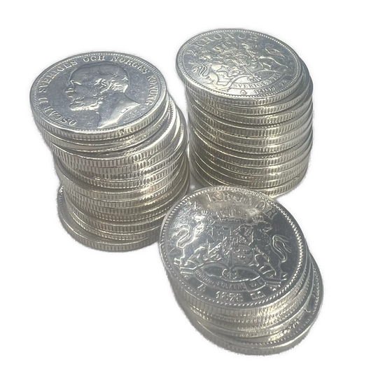 150g .800Ag (SPOT) 10stk 2KR Sverige 1876-1907 (Renset)