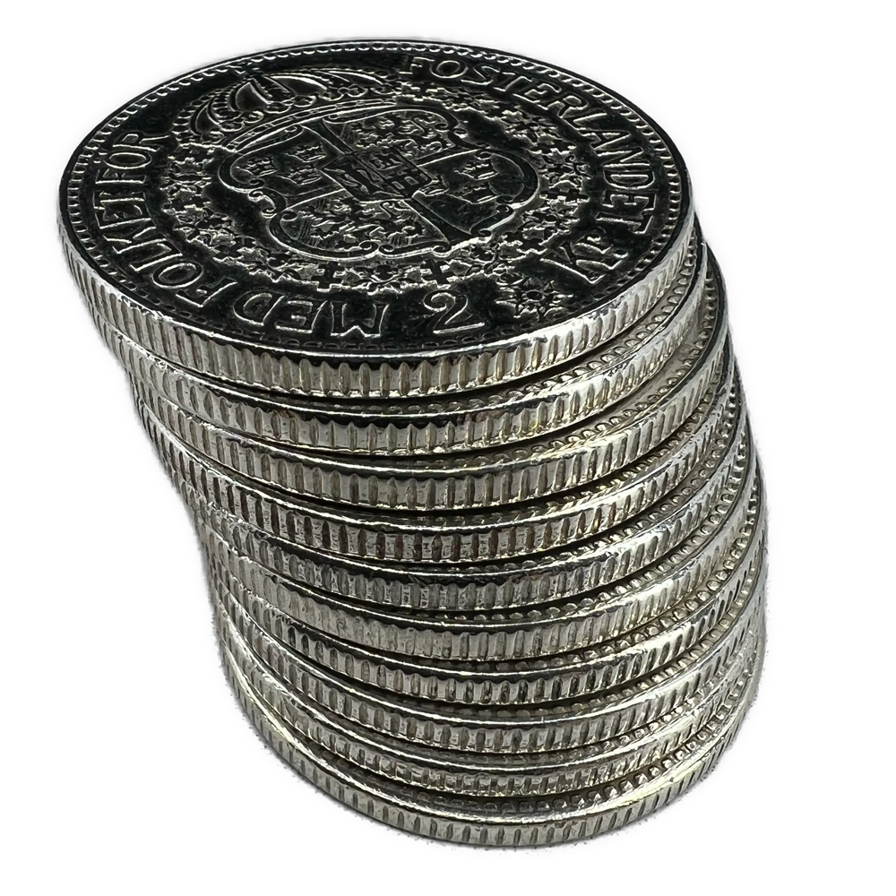 150g .800Ag (Spot+2%) 10stk 2KR Sverige 1910-39