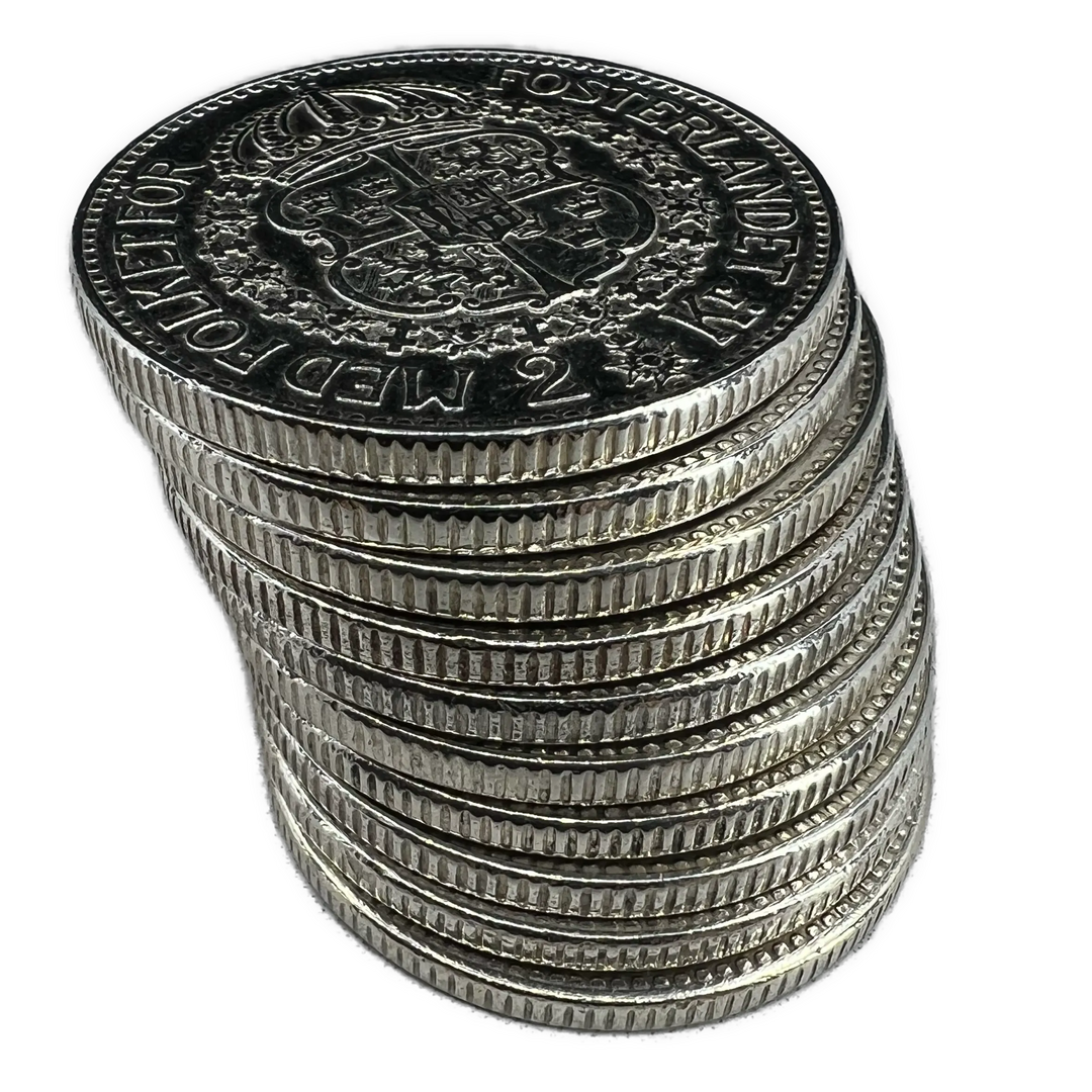 150g .800Ag (Spot+2%) 10stk 2KR Sverige 1910-39