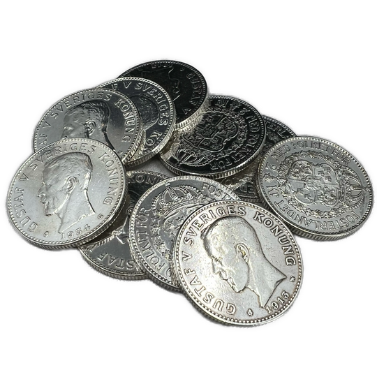 150g .800Ag (Spot+2%) 10stk 2KR Sverige 1910-39