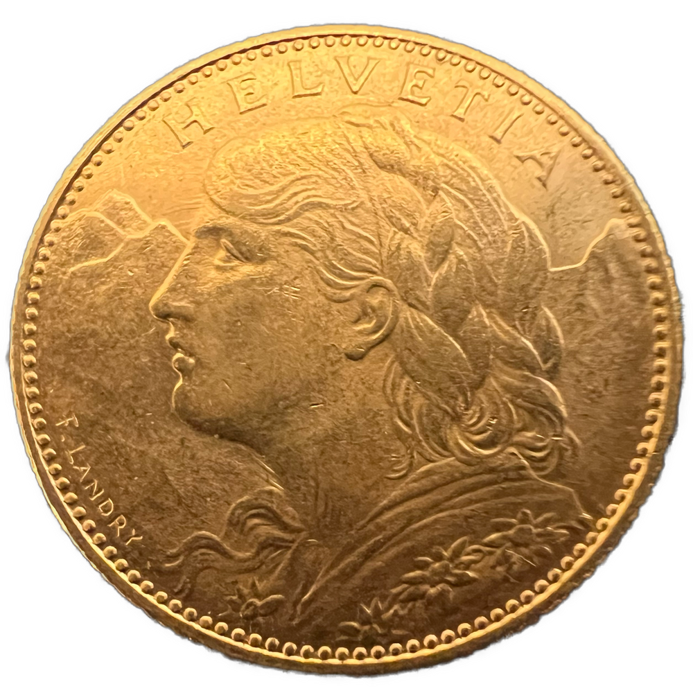 3.22g .900Au (SPOT+2%) 10FR 1916 Switzerland