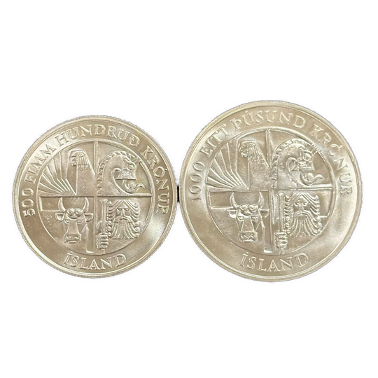 50g .925Ag (SPOT) Iceland 500kr/1000kr 1974