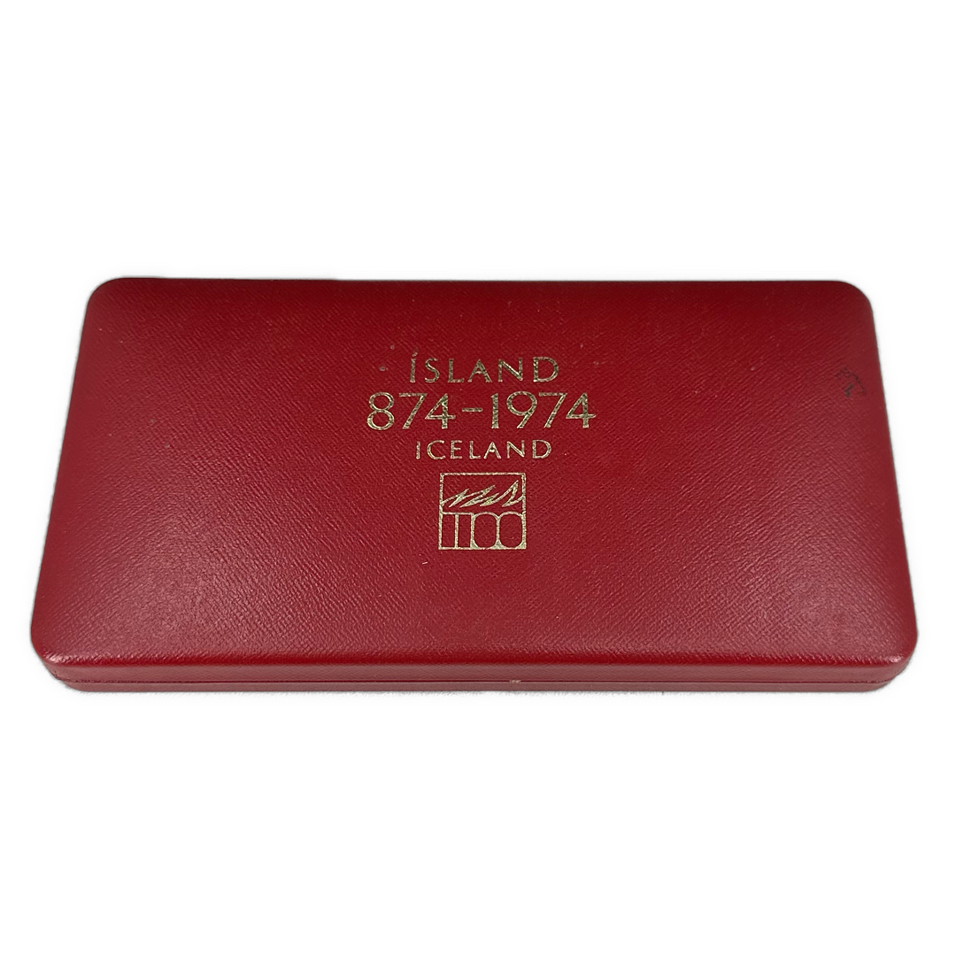 50g .925Ag 500/1000Kronur Iceland 1974 vakumpakket i skrin
